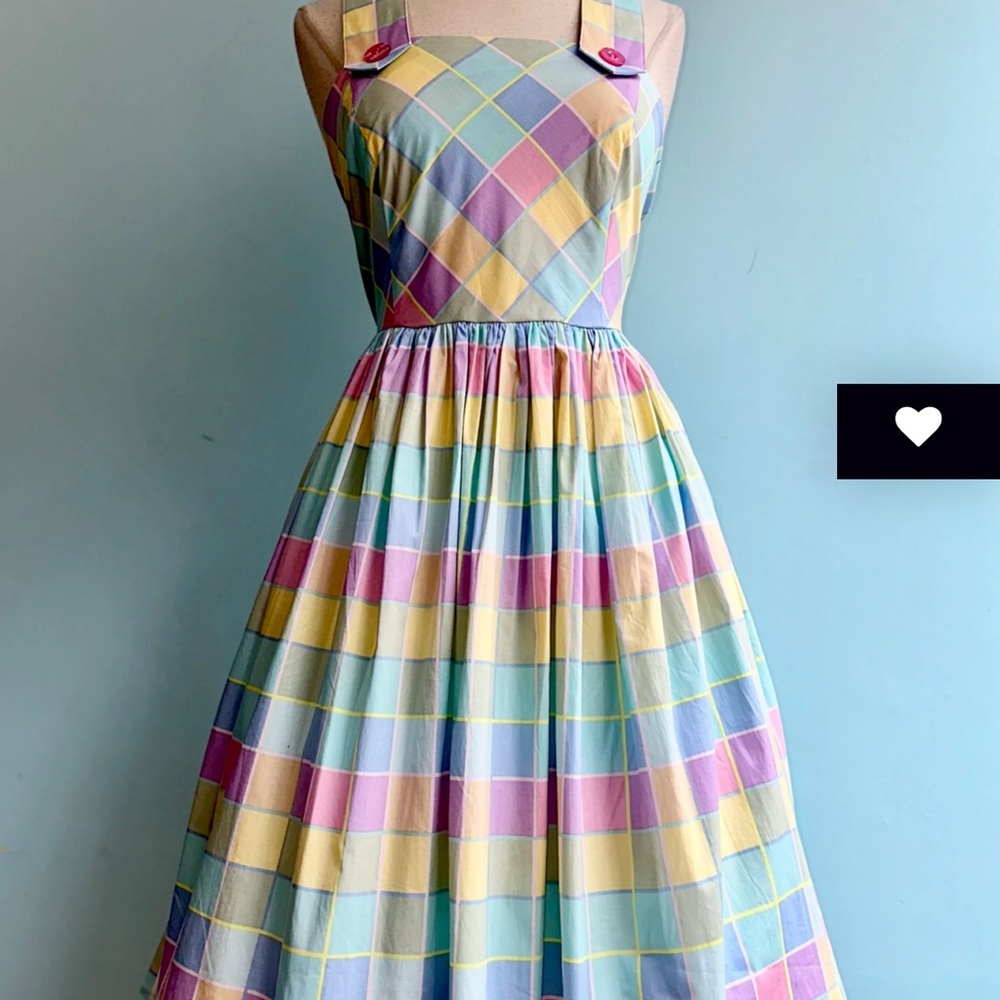 Skye Pastel Plaid Pinafore Dress by Hell Bunny
